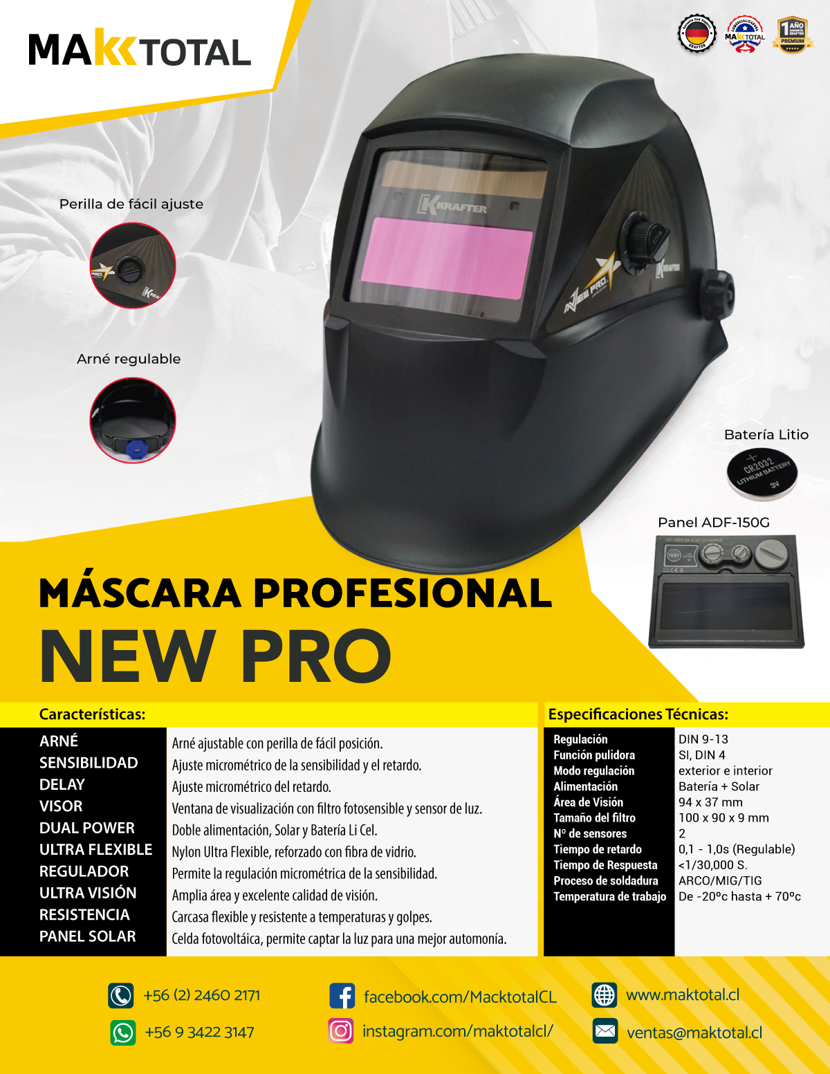 Mascara de Soldar fotosensible New Pro KT830 Krafter